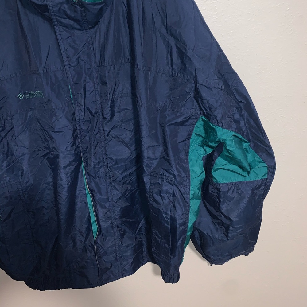 Columbia Blue/Green Hooded Jacket w/ Zipper - Picture 4 of 6